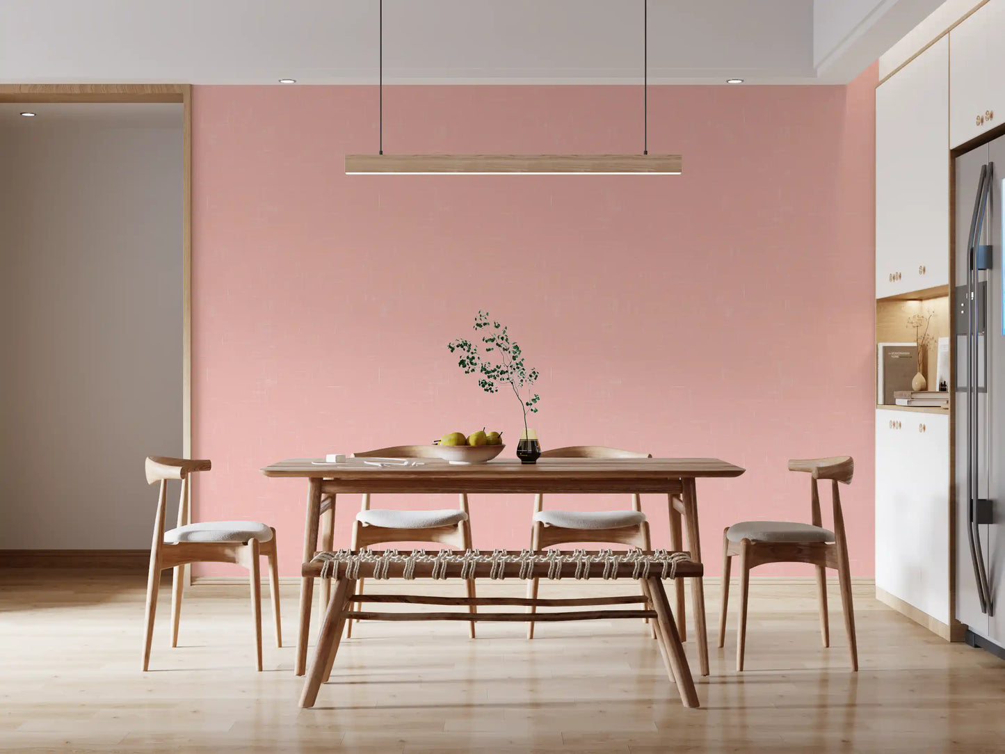 Blush Pink Linen Texture Wallpaper Mid Century Modern Wallpaper⁠