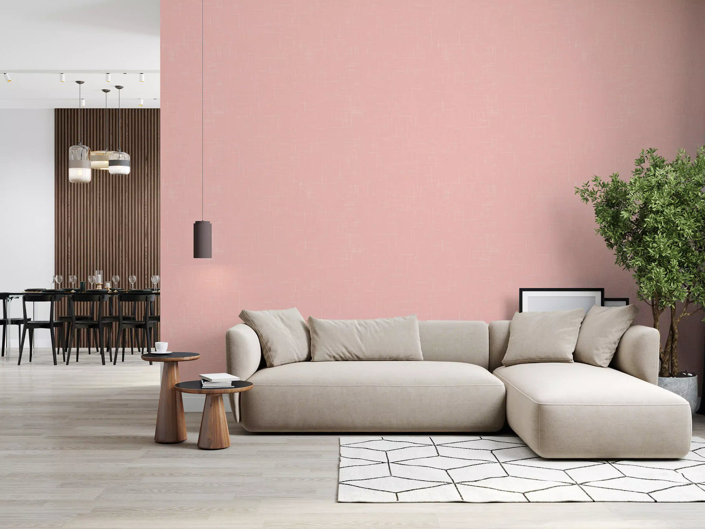 Blush Pink Linen Texture Wallpaper Mid Century Modern Wallpaper⁠
