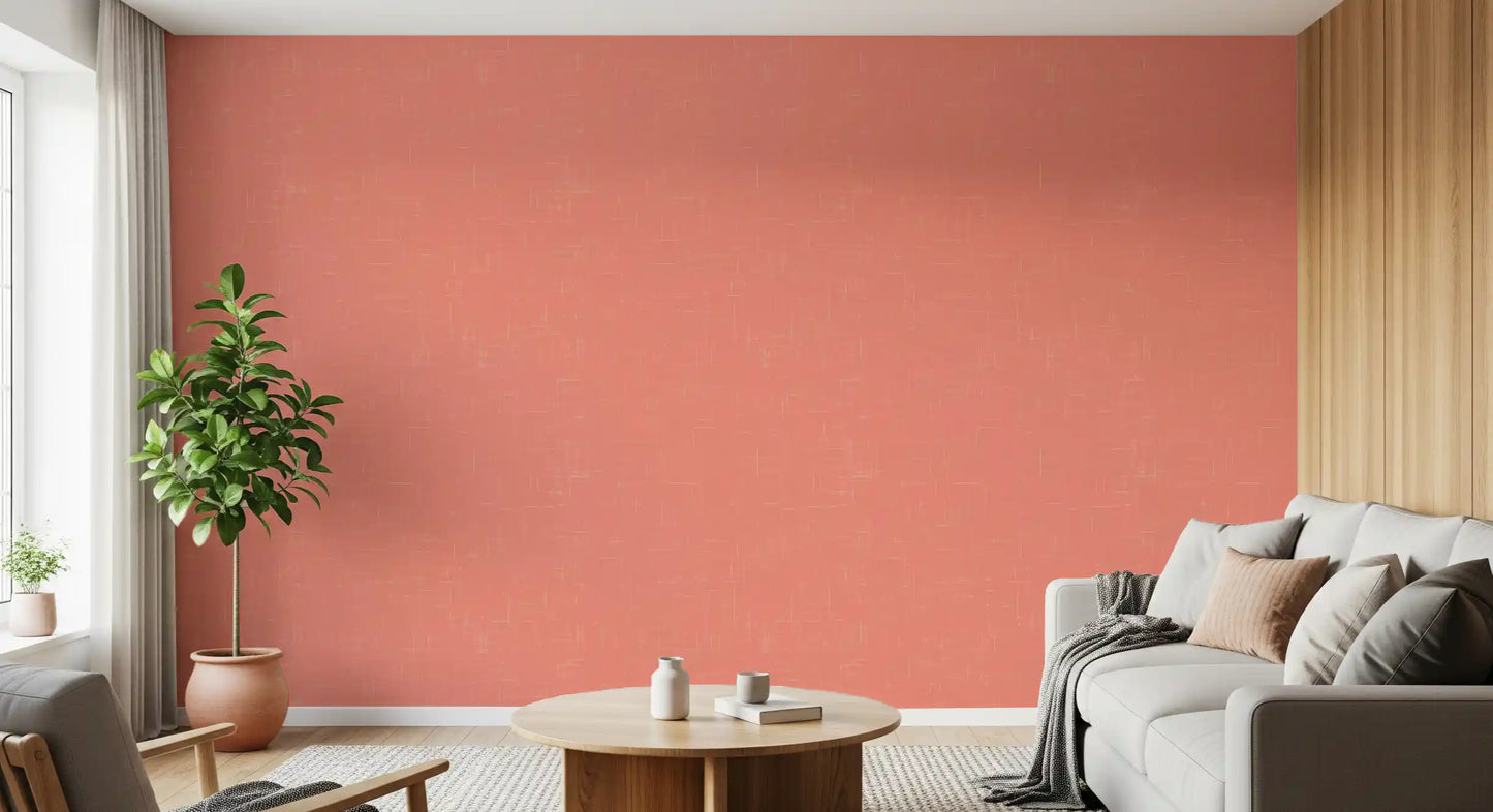 Coral Linen Texture Wallpaper Mid Century Modern Wallpaper⁠