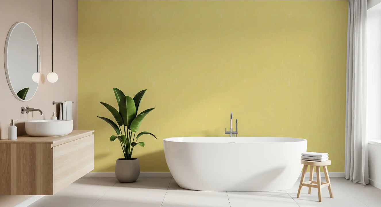 Butter Yellow Linen Texture Wallpaper Mid Century Modern Wallpaper⁠