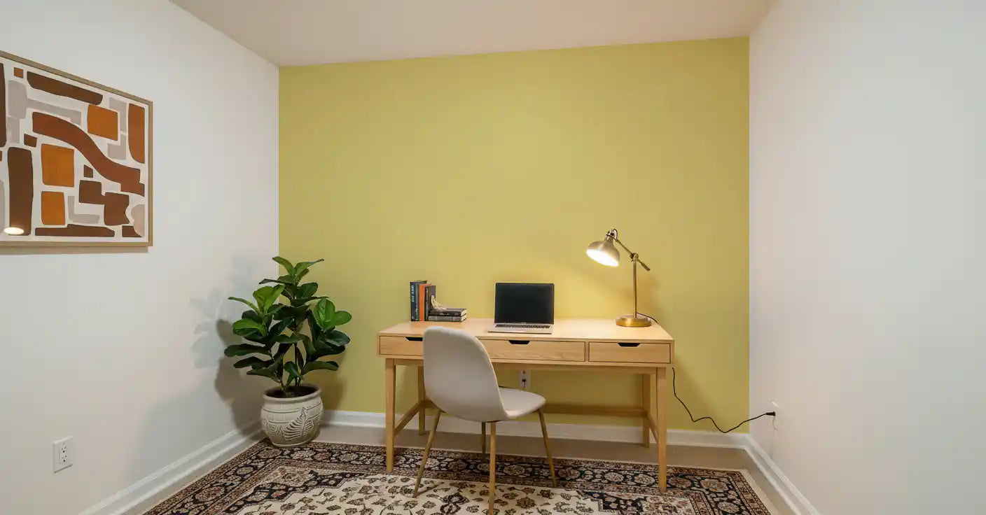 Butter Yellow Linen Texture Wallpaper Mid Century Modern Wallpaper⁠