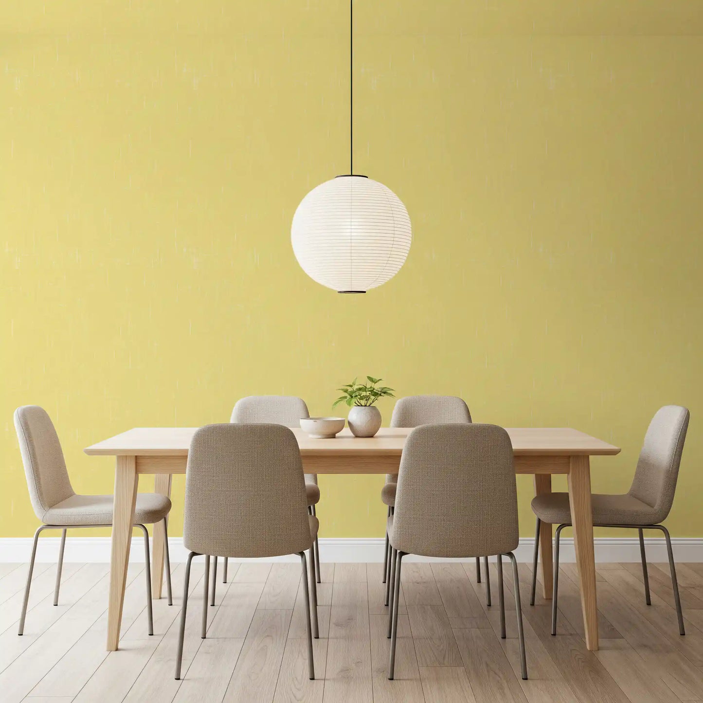 Butter Yellow Linen Texture Wallpaper Mid Century Modern Wallpaper⁠