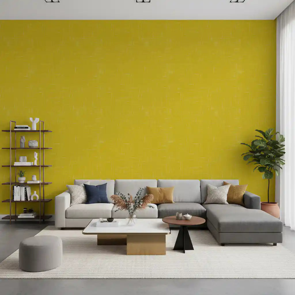 Mustard Linen Texture Wallpaper Mid Century Modern Wallpaper⁠