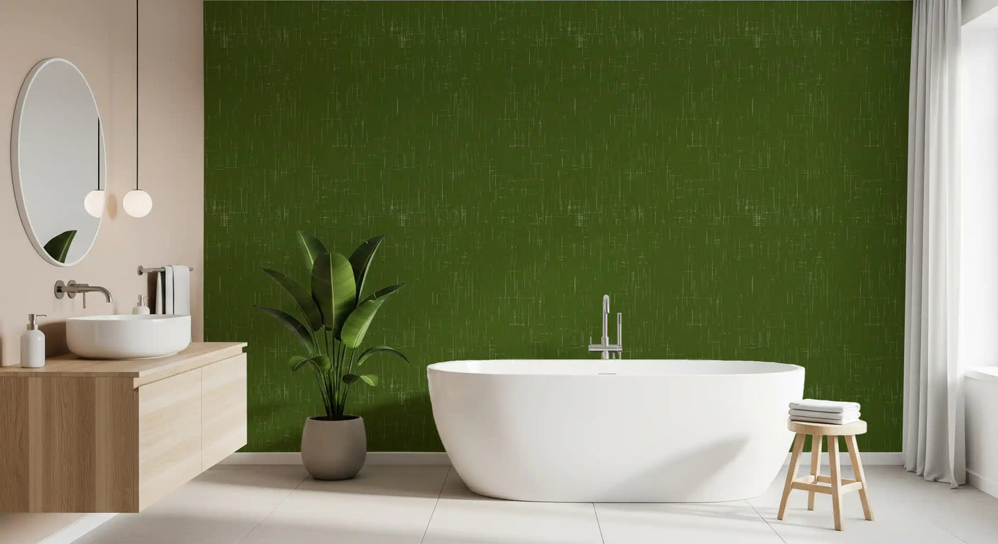 Olive Green Linen Texture Wallpaper Mid Century Modern Wallpaper⁠