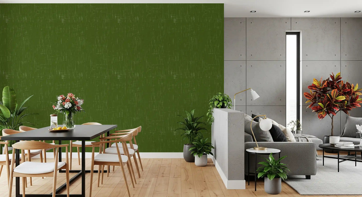 Olive Green Linen Texture Wallpaper Mid Century Modern Wallpaper⁠