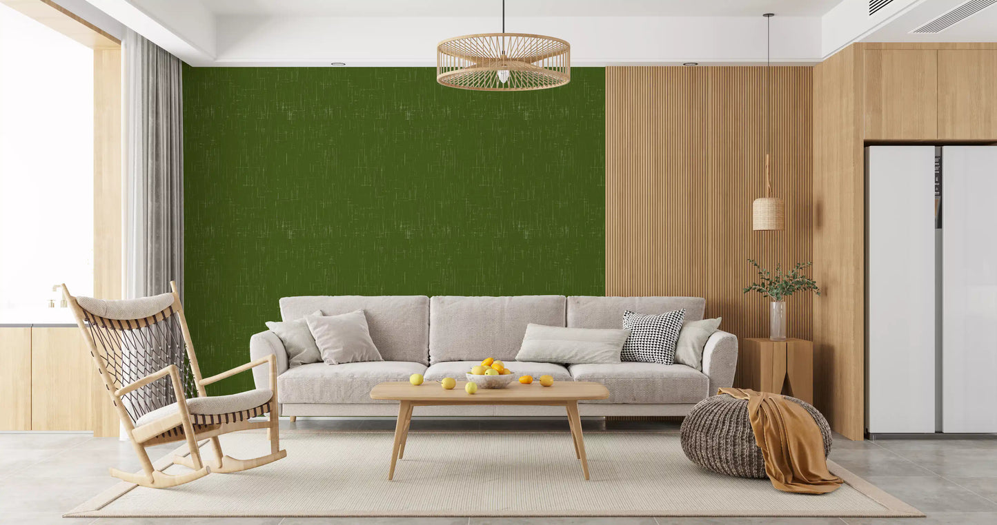 Olive Green Linen Texture Wallpaper Mid Century Modern Wallpaper⁠