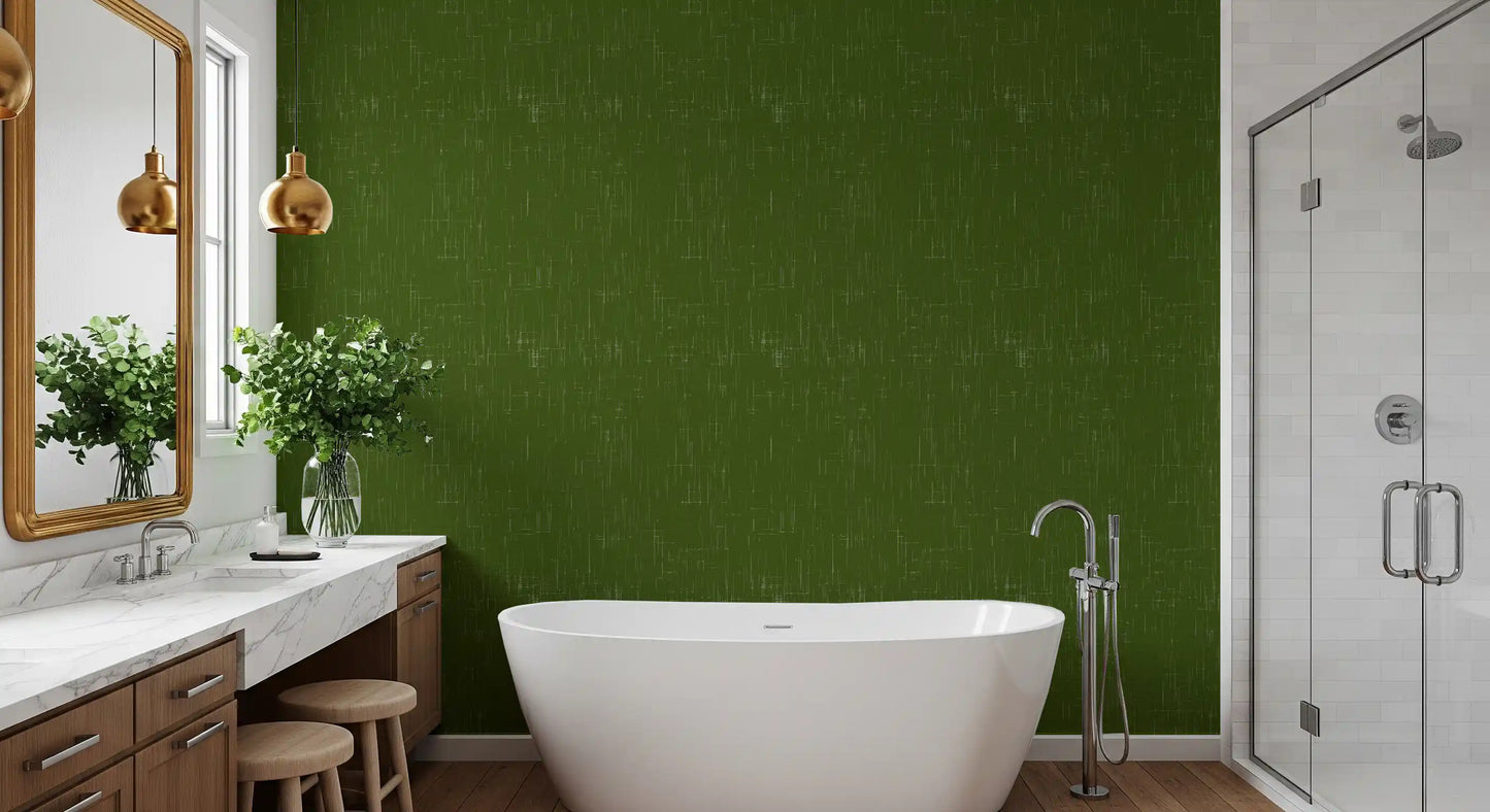 Olive Green Linen Texture Wallpaper Mid Century Modern Wallpaper⁠