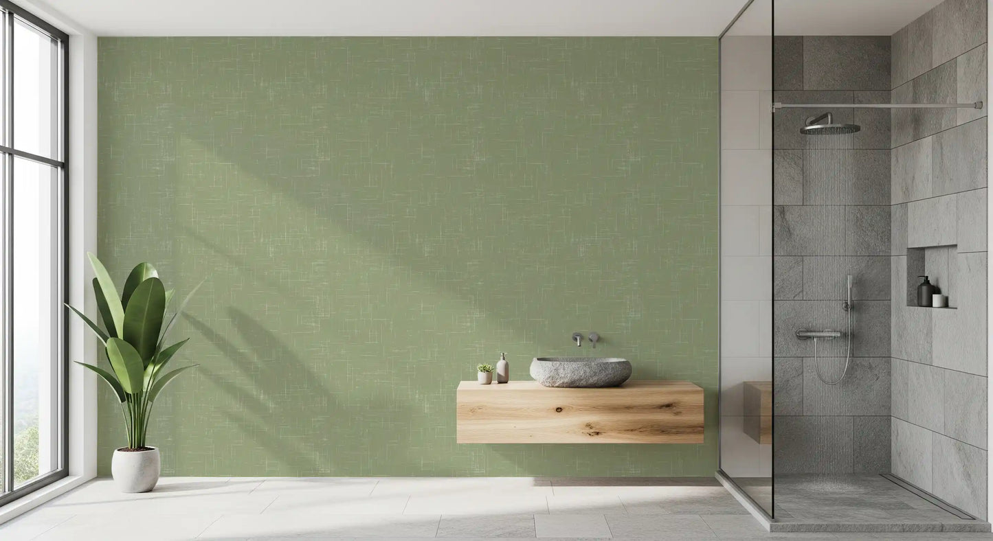 Sage Linen Wallpaper featuring subtle cross-line texture