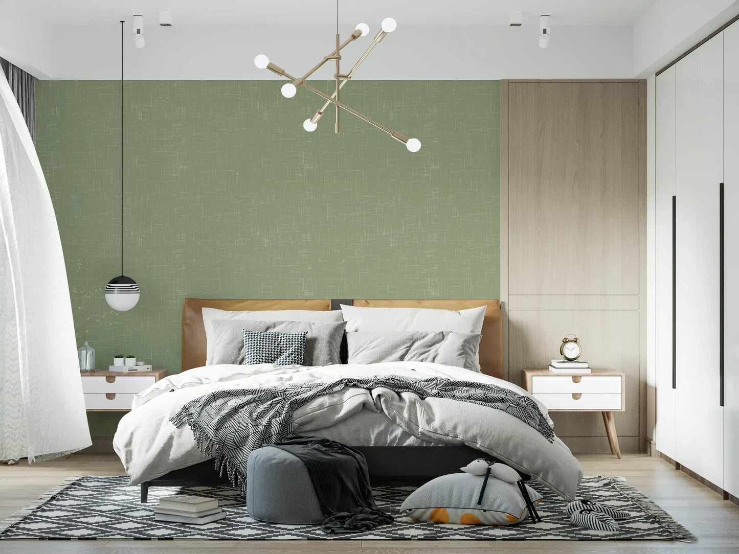 Green Texture Wallpaper with woven linework and quiet depth