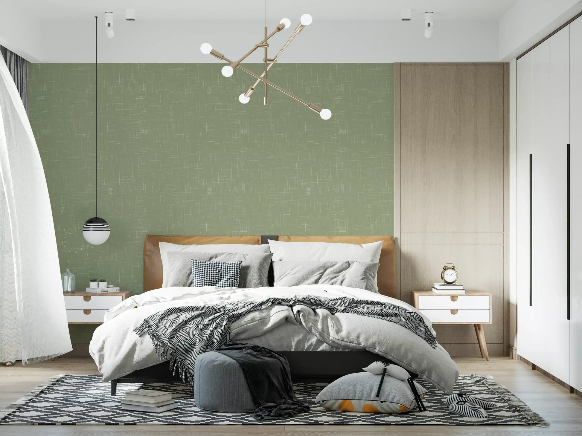 Green Texture Wallpaper with woven linework and quiet depth