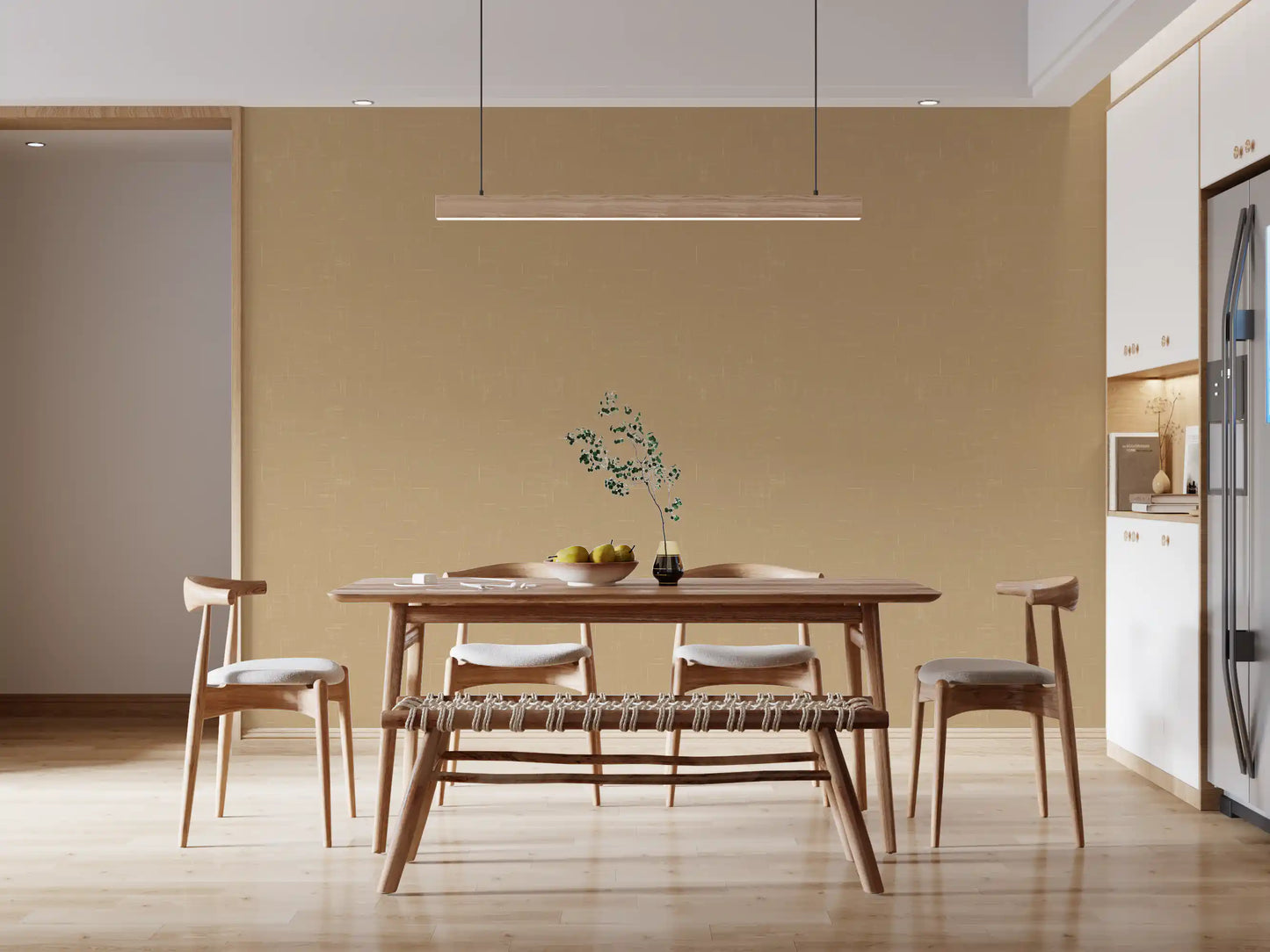 Taupe line wallpaper with a fabric-inspired finish and calm visual flow