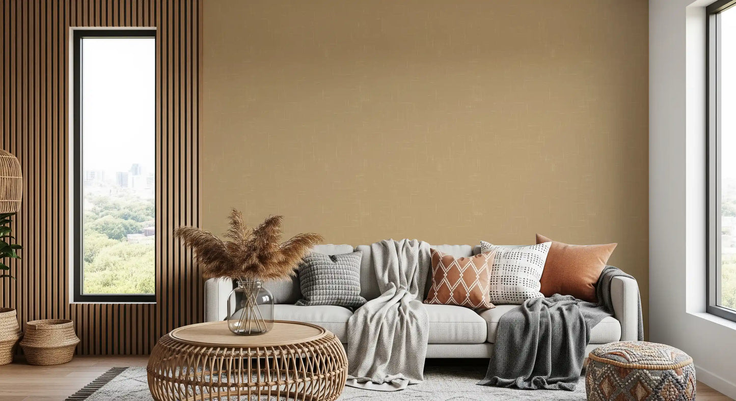 Mid century texture wallpaper in taupe with subtle linen-style depth