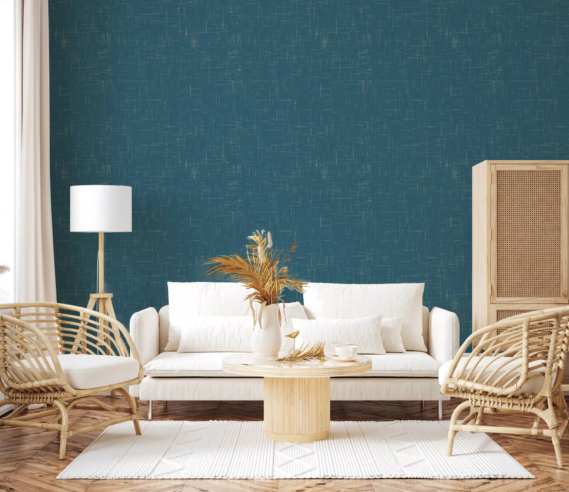 Teal Wallpaper showing a soft linen-inspired texture across the surface