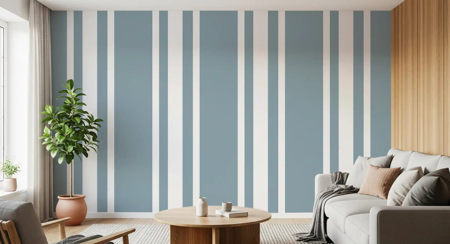 Blue Grey Ticking Stripe Wallpaper Farmhouse Wallpaper⁠