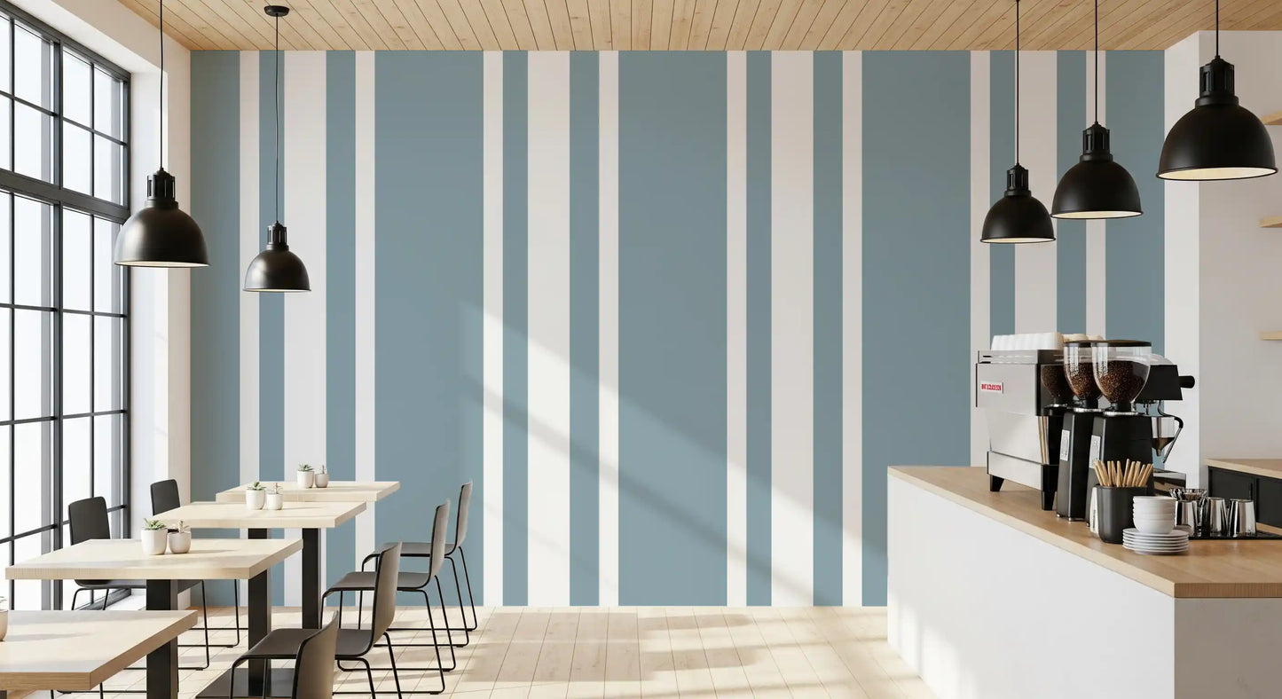Blue Grey Ticking Stripe Wallpaper Farmhouse Wallpaper⁠