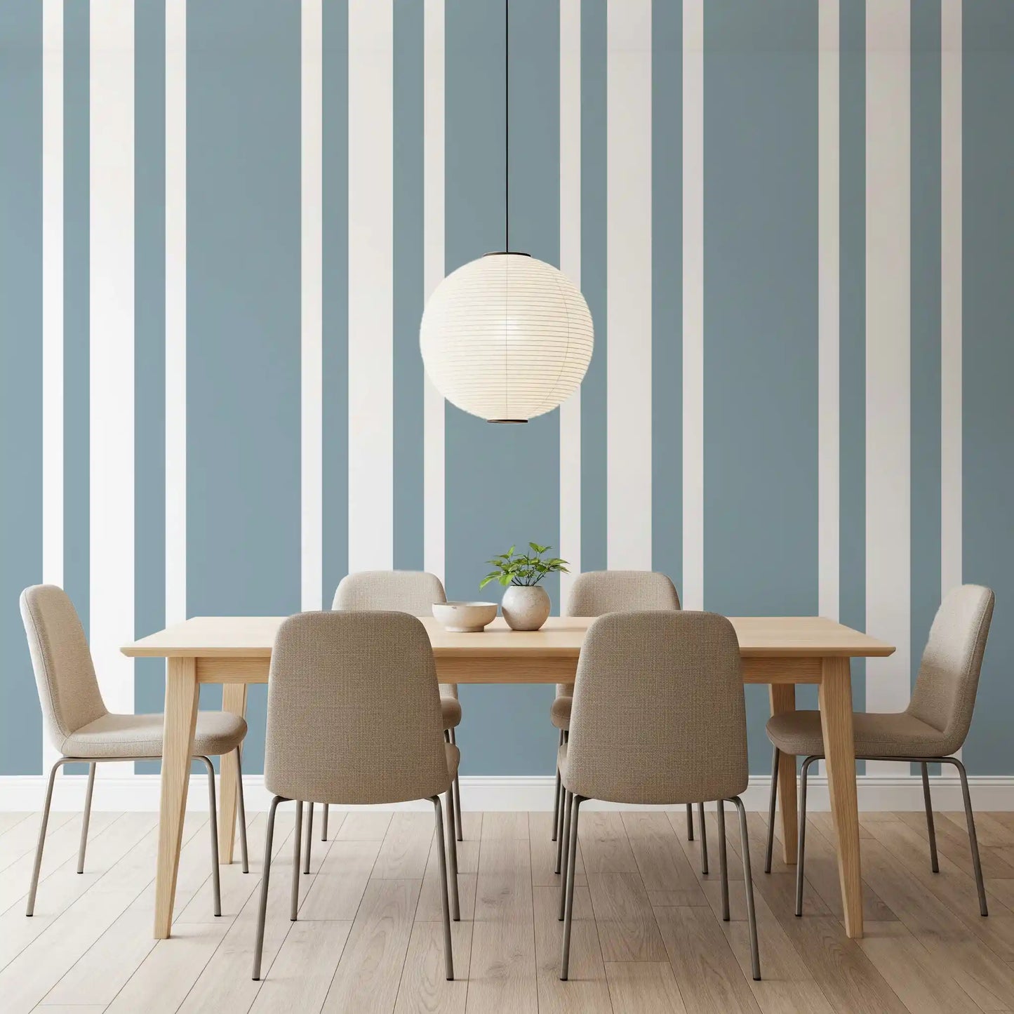 Blue Grey Ticking Stripe Wallpaper Farmhouse Wallpaper⁠