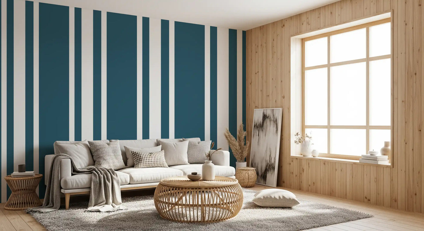 Blue Ticking Stripe Wallpaper Coastal Wallpaper⁠