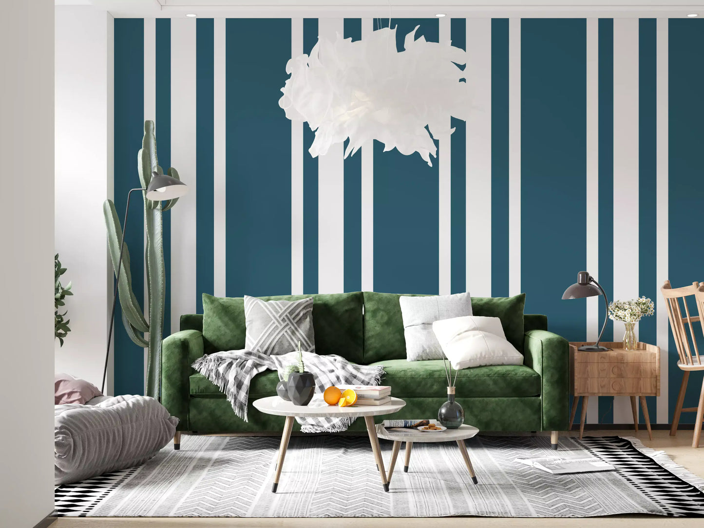 Blue Ticking Stripe Wallpaper Coastal Wallpaper⁠