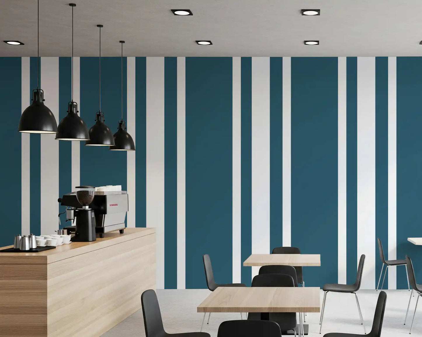 Blue Ticking Stripe Wallpaper Coastal Wallpaper⁠