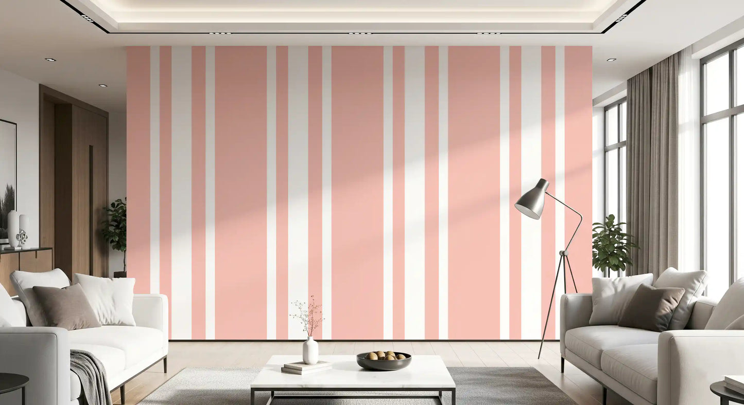 Blush Pink Ticking Stripe Wallpaper Farmhouse Wallpaper⁠