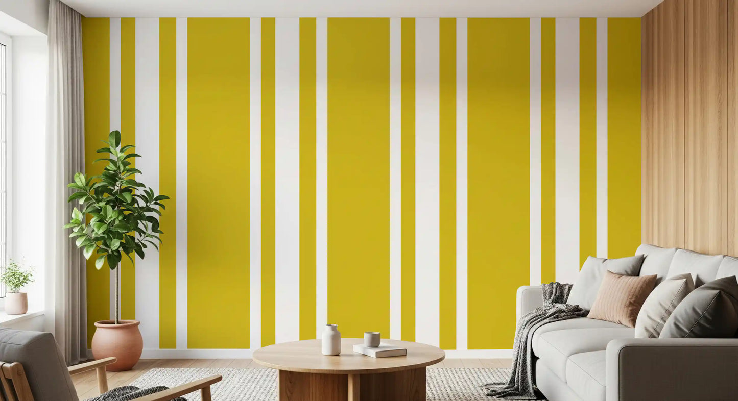 Mustard Ticking Stripe Wallpaper Farmhouse Wallpaper⁠