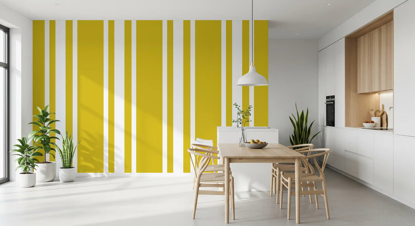Mustard Ticking Stripe Wallpaper Farmhouse Wallpaper⁠