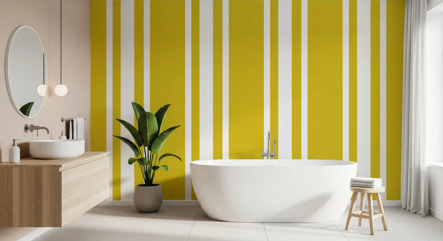 Mustard Ticking Stripe Wallpaper Farmhouse Wallpaper⁠