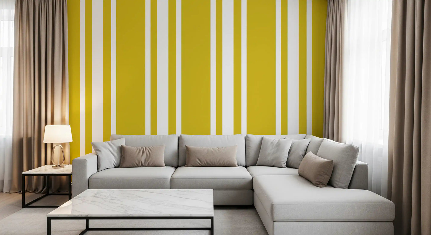 Mustard Ticking Stripe Wallpaper Farmhouse Wallpaper⁠