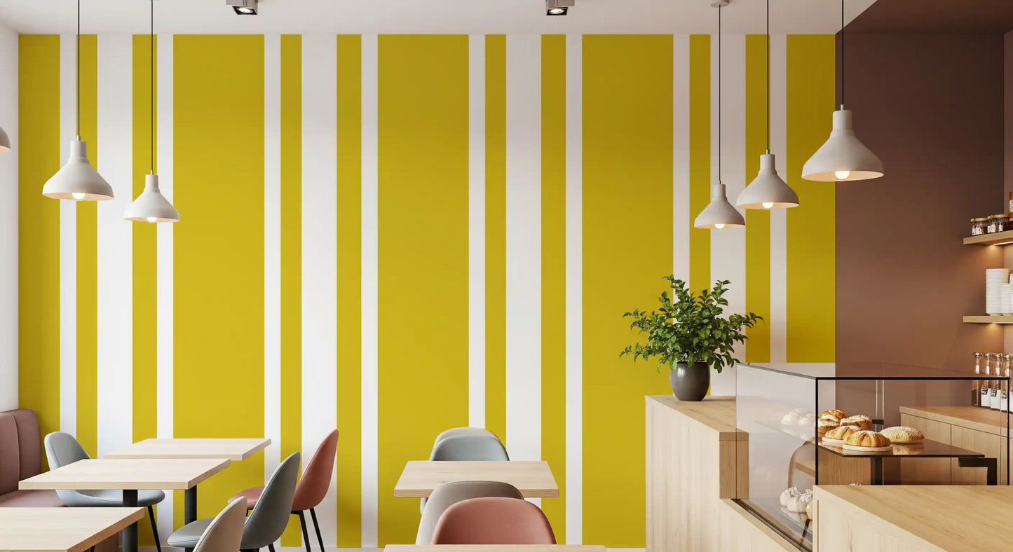 Mustard Ticking Stripe Wallpaper Farmhouse Wallpaper⁠