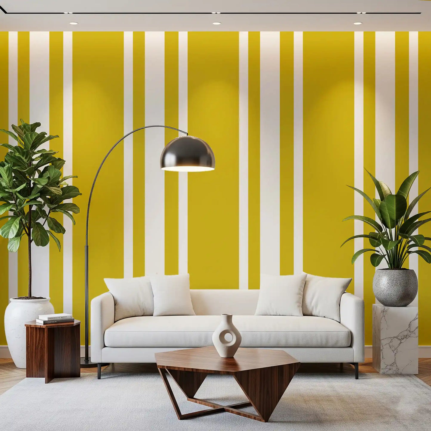 Mustard Ticking Stripe Wallpaper Farmhouse Wallpaper⁠