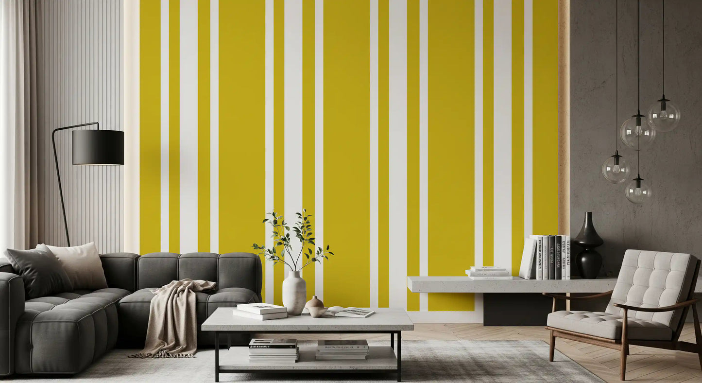 Mustard Ticking Stripe Wallpaper Farmhouse Wallpaper⁠