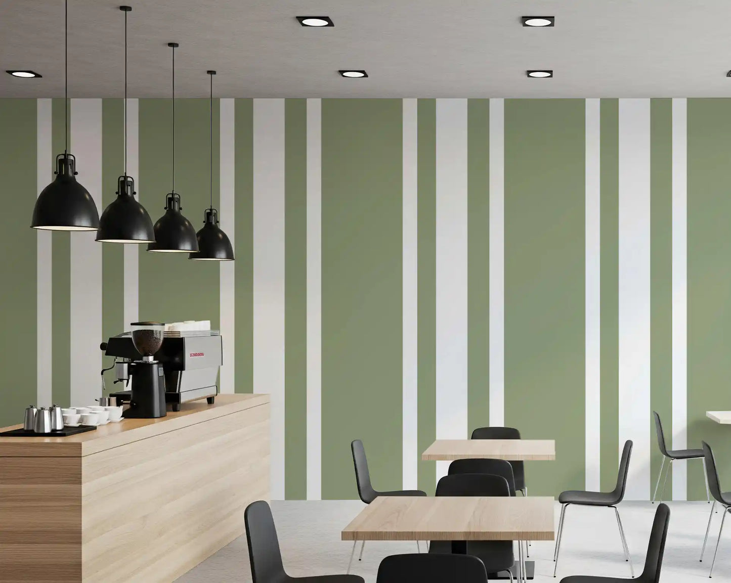 Sage Green Ticking Stripe Wallpaper Farmhouse Wallpaper⁠
