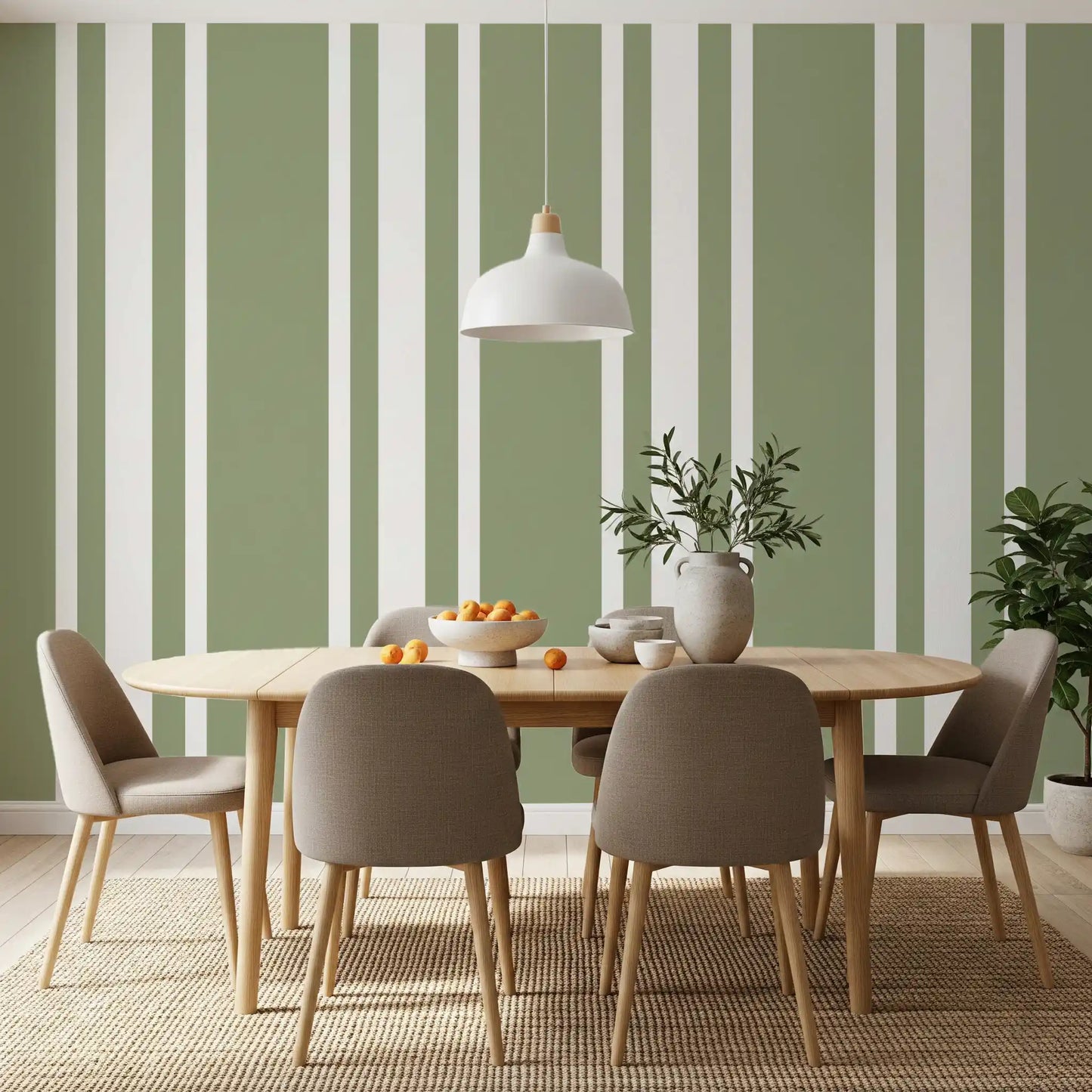 Sage Green Ticking Stripe Wallpaper Farmhouse Wallpaper⁠