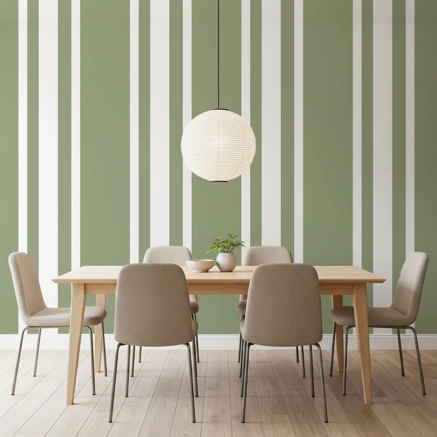 Sage Green Ticking Stripe Wallpaper Farmhouse Wallpaper⁠