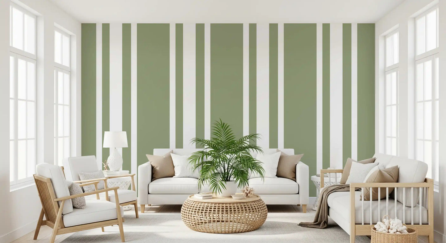 Sage Green Ticking Stripe Wallpaper Farmhouse Wallpaper⁠