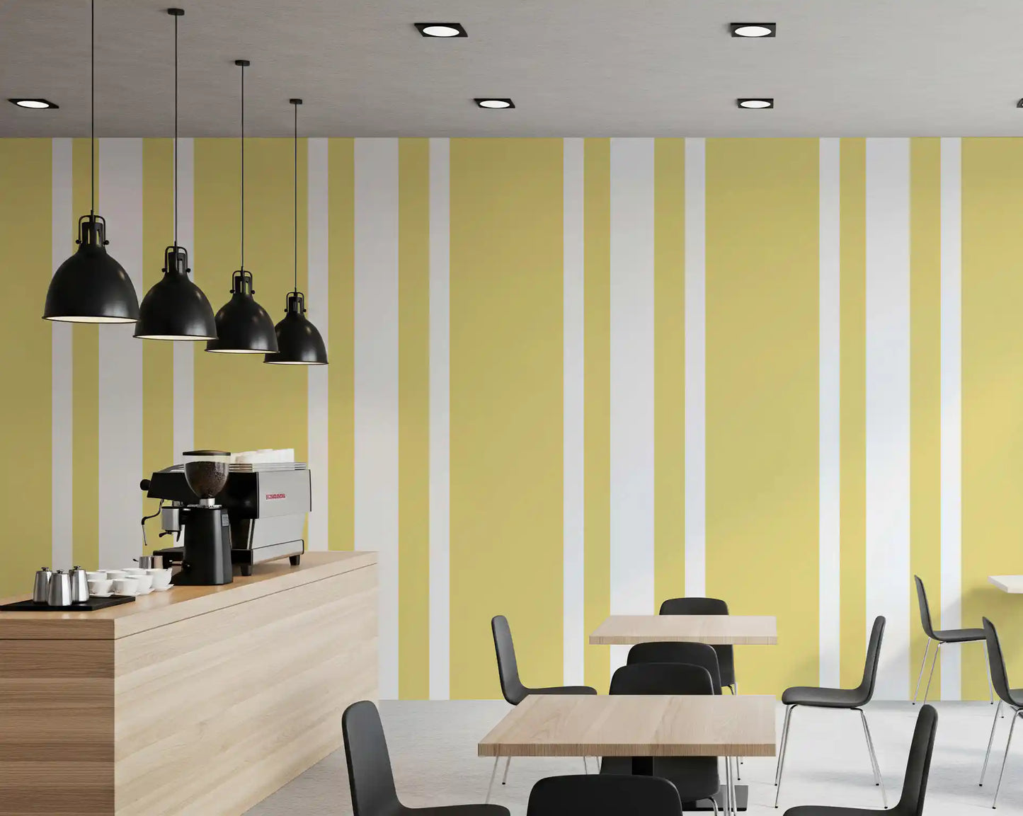 Soft Yellow Ticking Stripe Wallpaper Farmhouse Wallpaper⁠