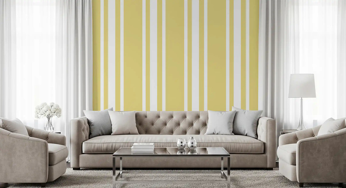 Soft Yellow Ticking Stripe Wallpaper Farmhouse Wallpaper⁠