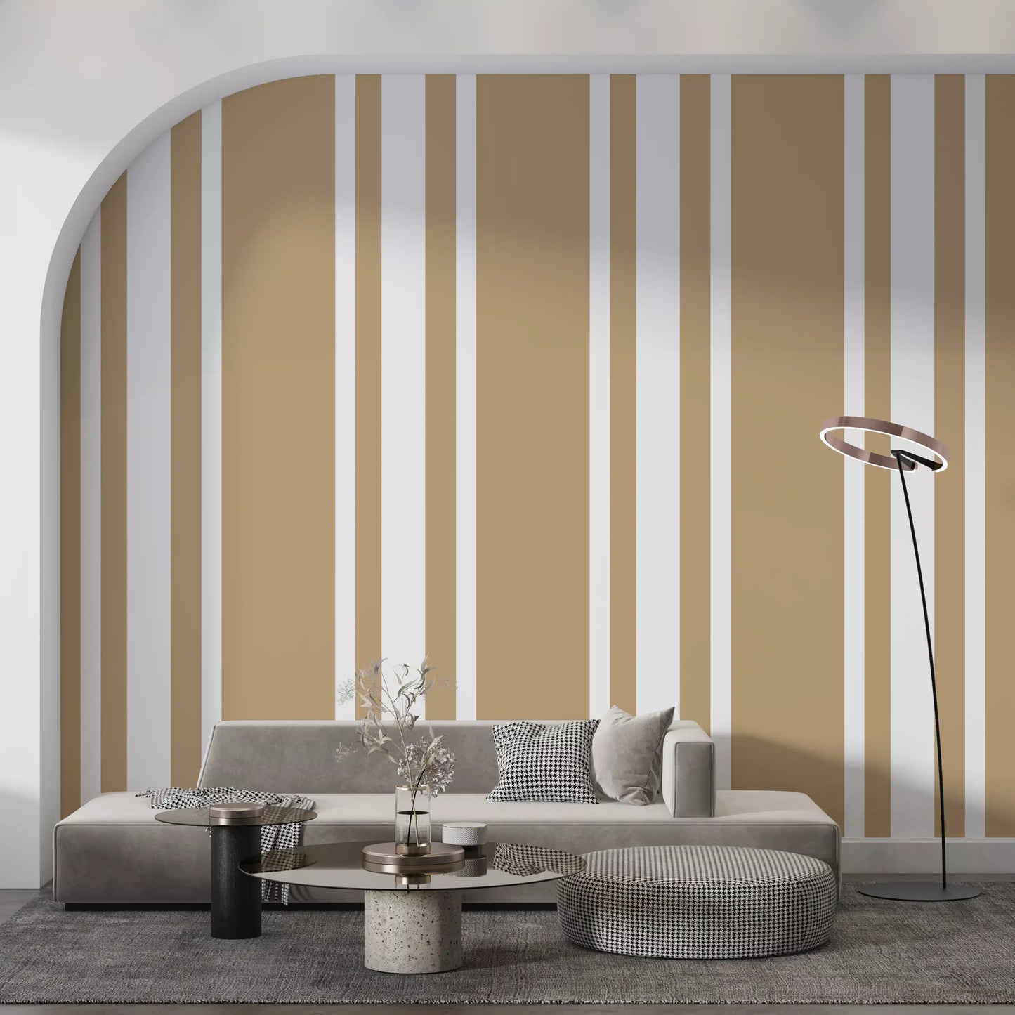 Taupe Ticking Stripe Wallpaper Neutral Farmhouse Wallpaper⁠