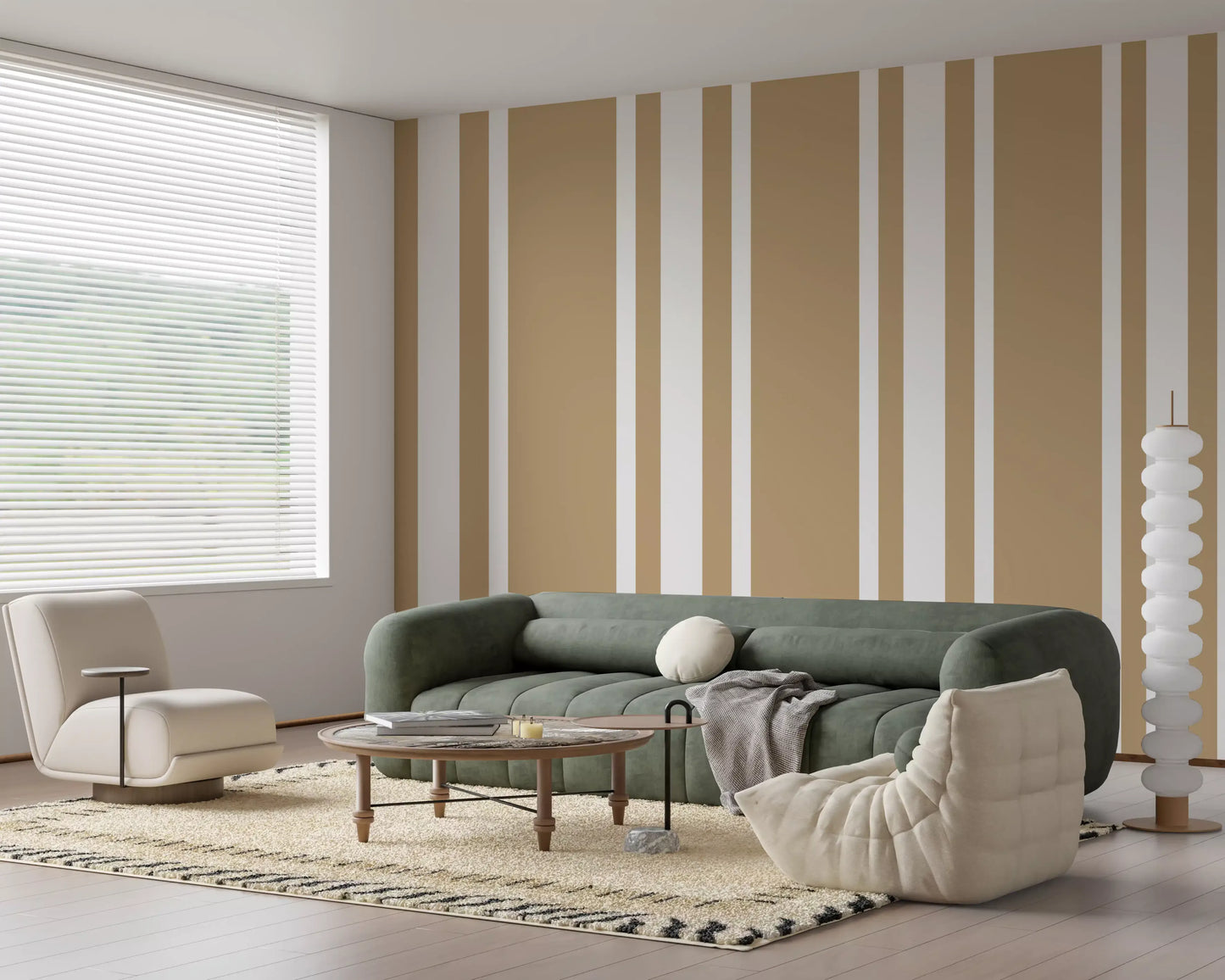 Taupe Ticking Stripe Wallpaper Neutral Farmhouse Wallpaper⁠