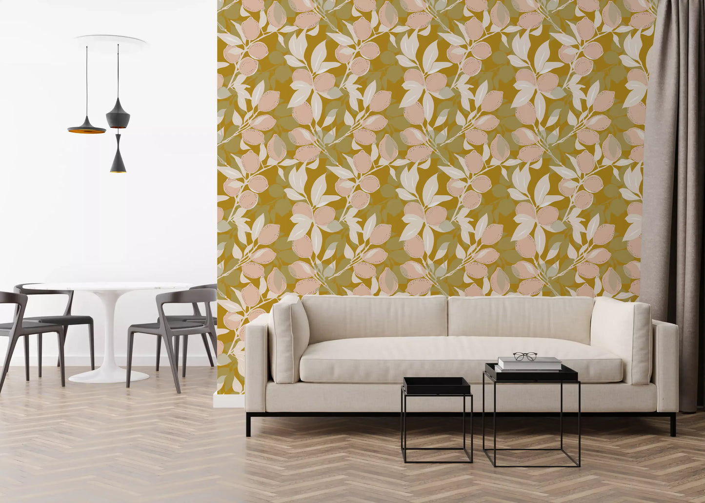 Mustard Lemon Wallpaper Mediterranean Kitchen Wallpaper⁠