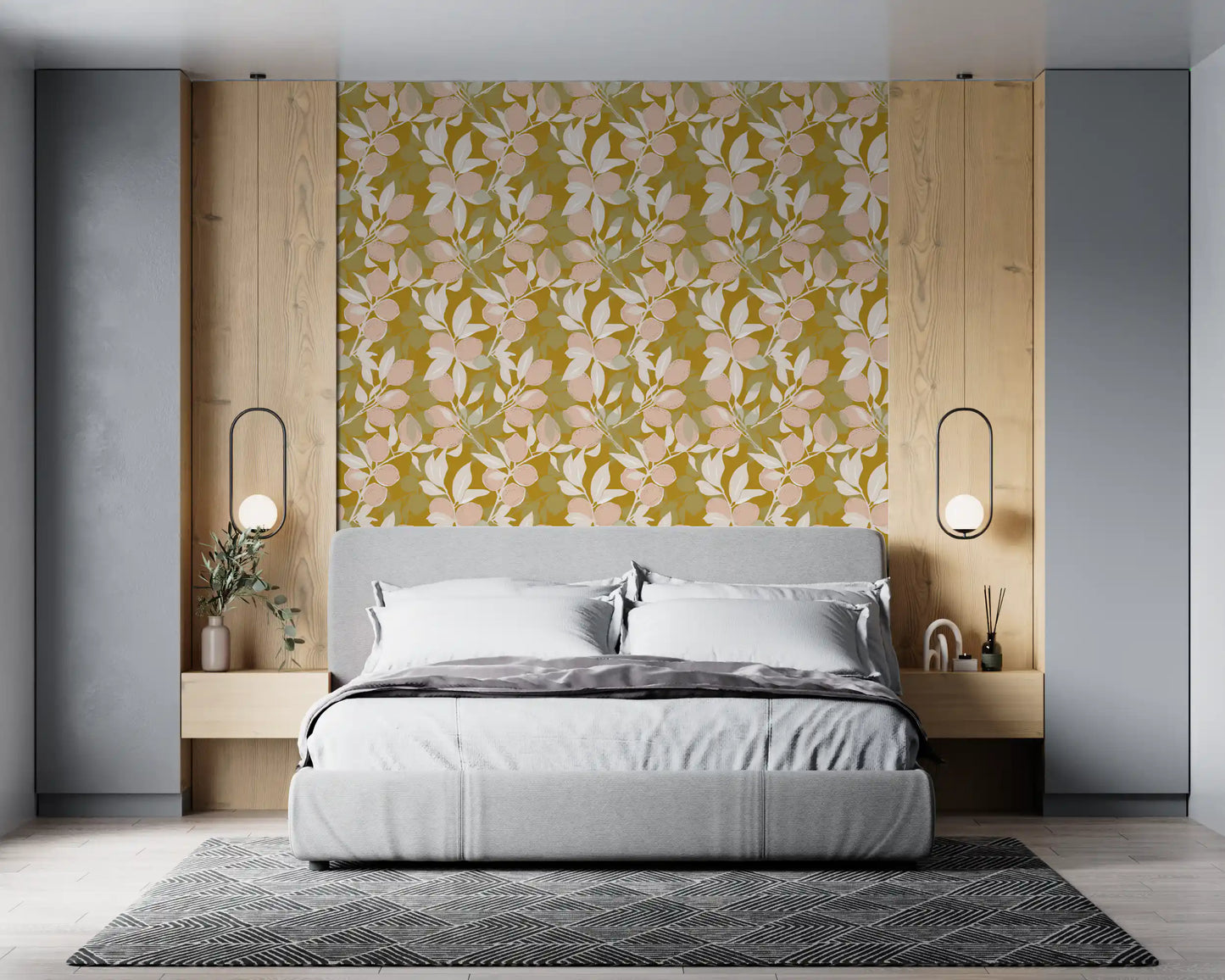 Mustard Lemon Wallpaper Mediterranean Kitchen Wallpaper⁠