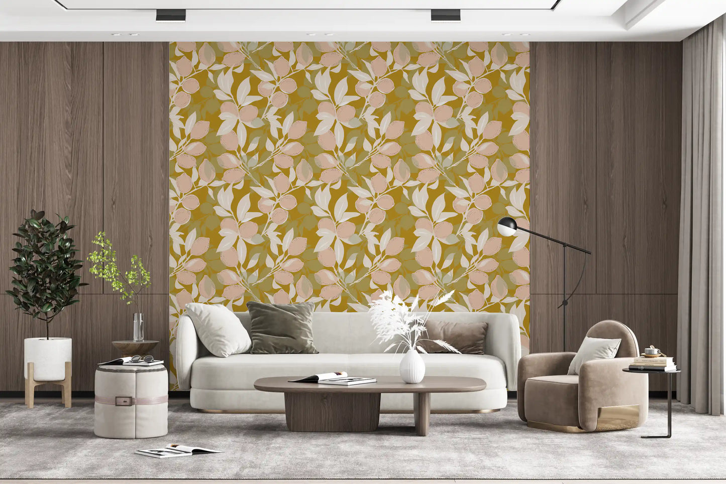 Mustard Lemon Wallpaper Mediterranean Kitchen Wallpaper⁠