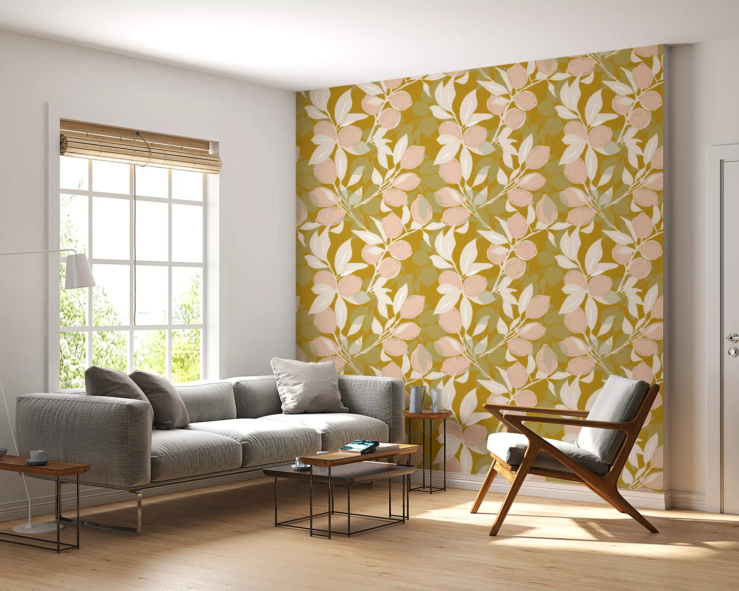 Mustard Lemon Wallpaper Mediterranean Kitchen Wallpaper⁠
