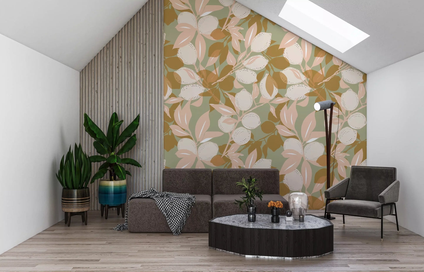Sage Lemon Wallpaper Mediterranean Kitchen Wallpaper⁠