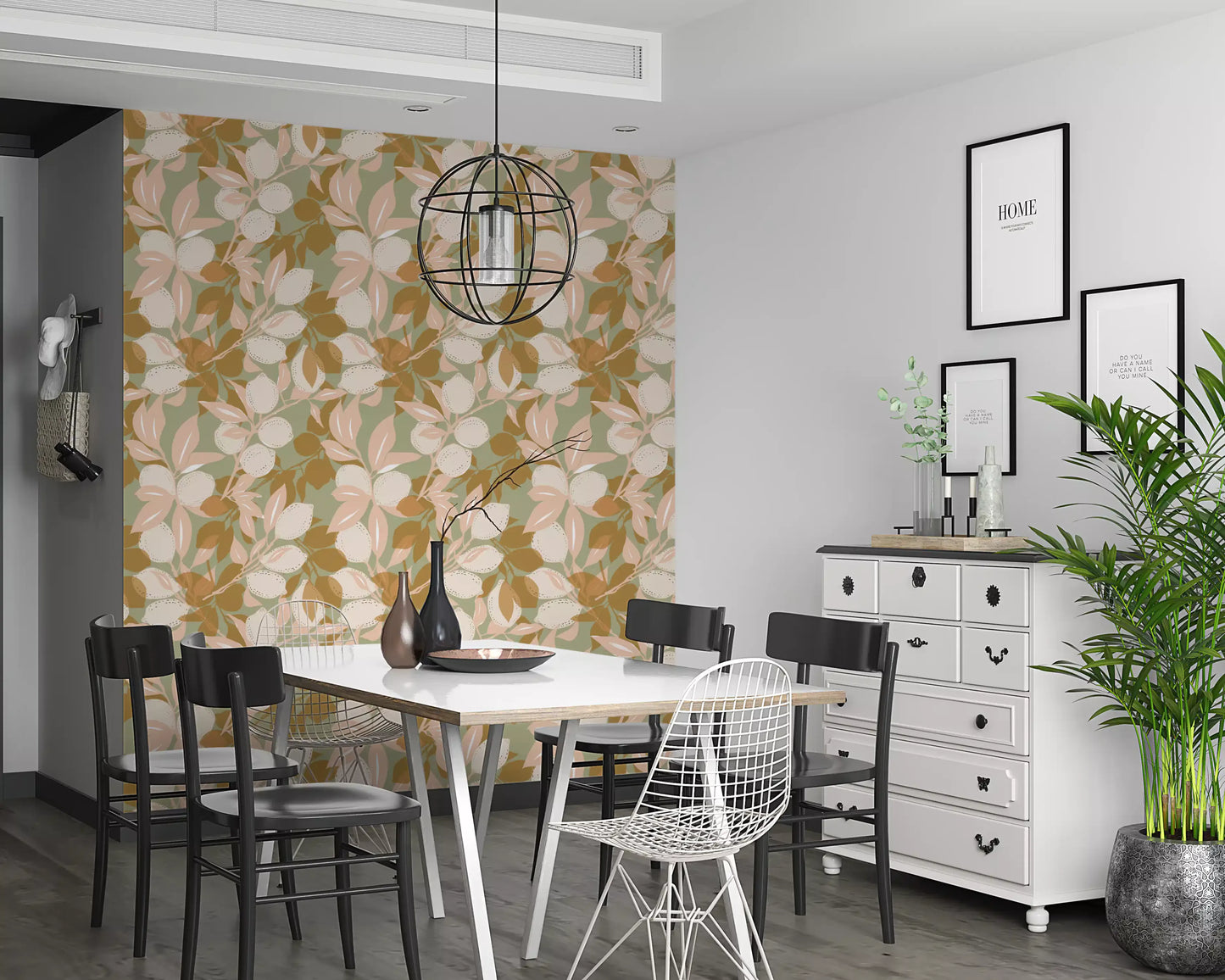 Sage Lemon Wallpaper Mediterranean Kitchen Wallpaper⁠