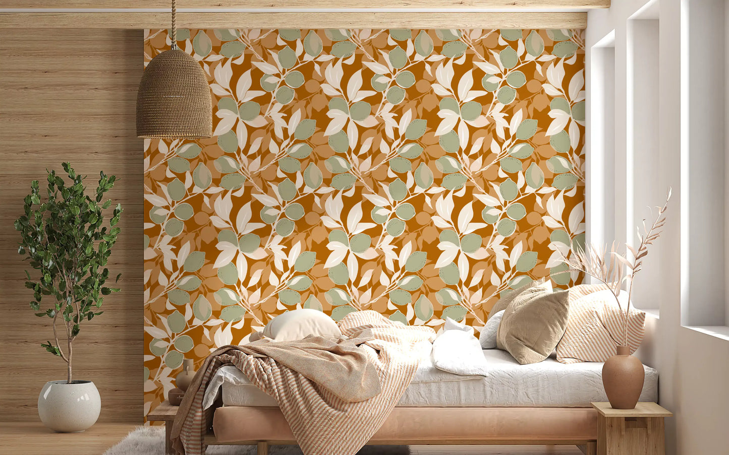 Sage Terracotta Lemon Wallpaper Mediterranean Kitchen Wallpaper⁠