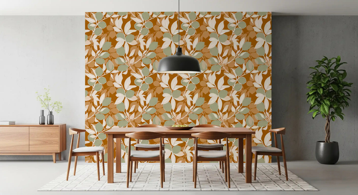 Sage Terracotta Lemon Wallpaper Mediterranean Kitchen Wallpaper⁠