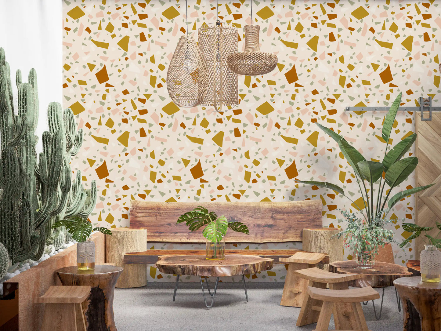 Sage Terrazzo Wallpaper Mediterranean Neutral Wallpaper⁠