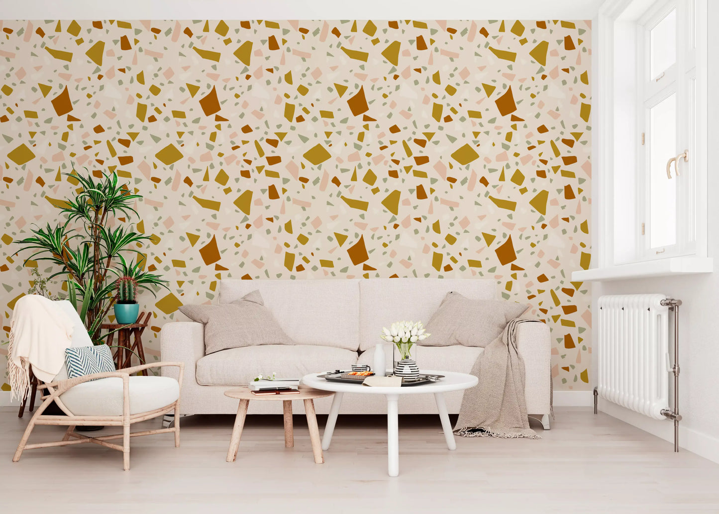 Sage Terrazzo Wallpaper Mediterranean Neutral Wallpaper⁠