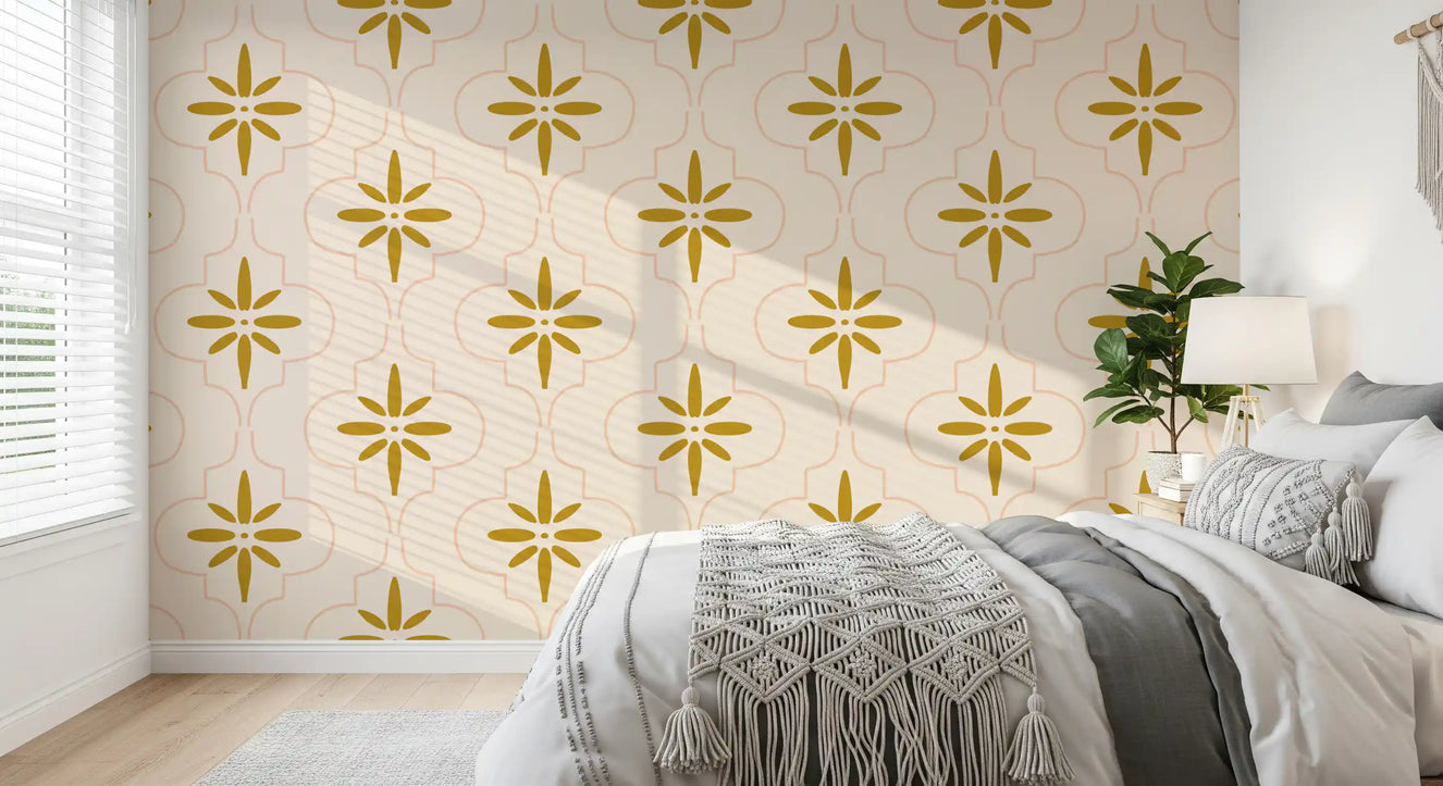 Gold Sand Tile Wallpaper Mediterranean Geometric Wallpaper⁠